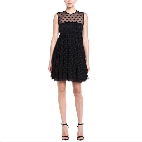 EUC Jill Stuart Women’s Black Mesh Polka Dot Dress Sz. 8 - Picture 1 of 6